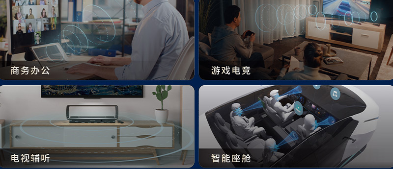 定向音響聚音屏技術(shù)已廣泛應(yīng)用于 商務(wù)辦公、居家娛樂、老年人輔聽等場景